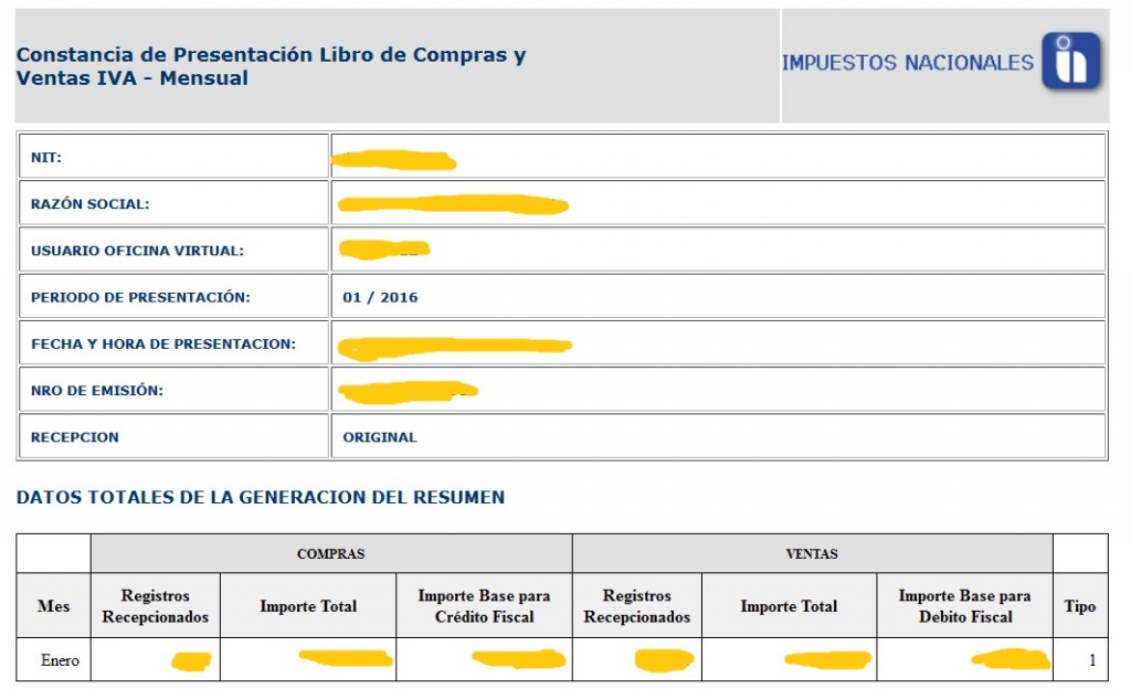 constancia de presentacion lcv facilito en ventas correlativo