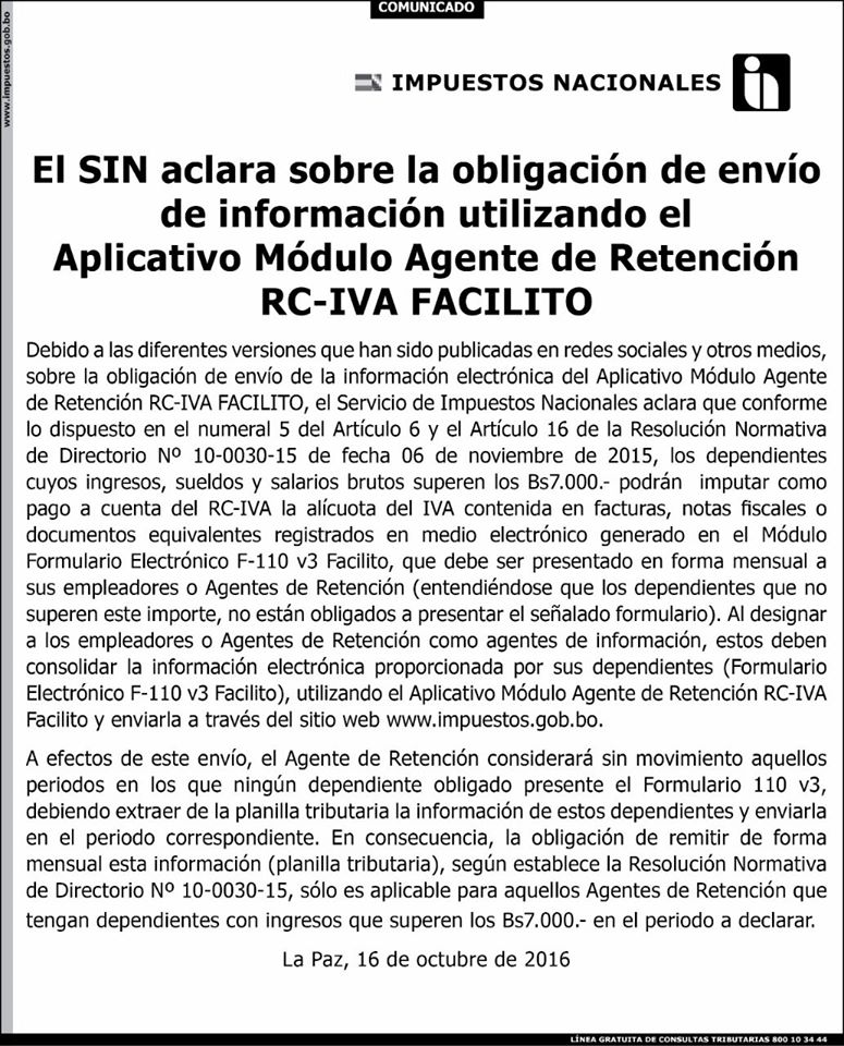 rc iva facilito dependientes agentes
