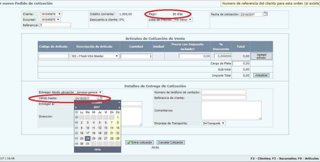 validez cotizacion menta